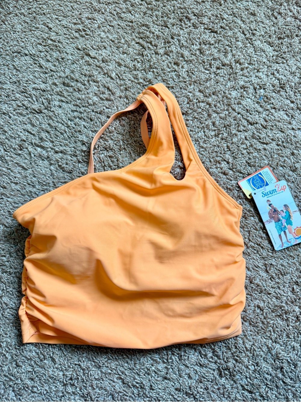 Swimzip one shoulder orange swim bikini top